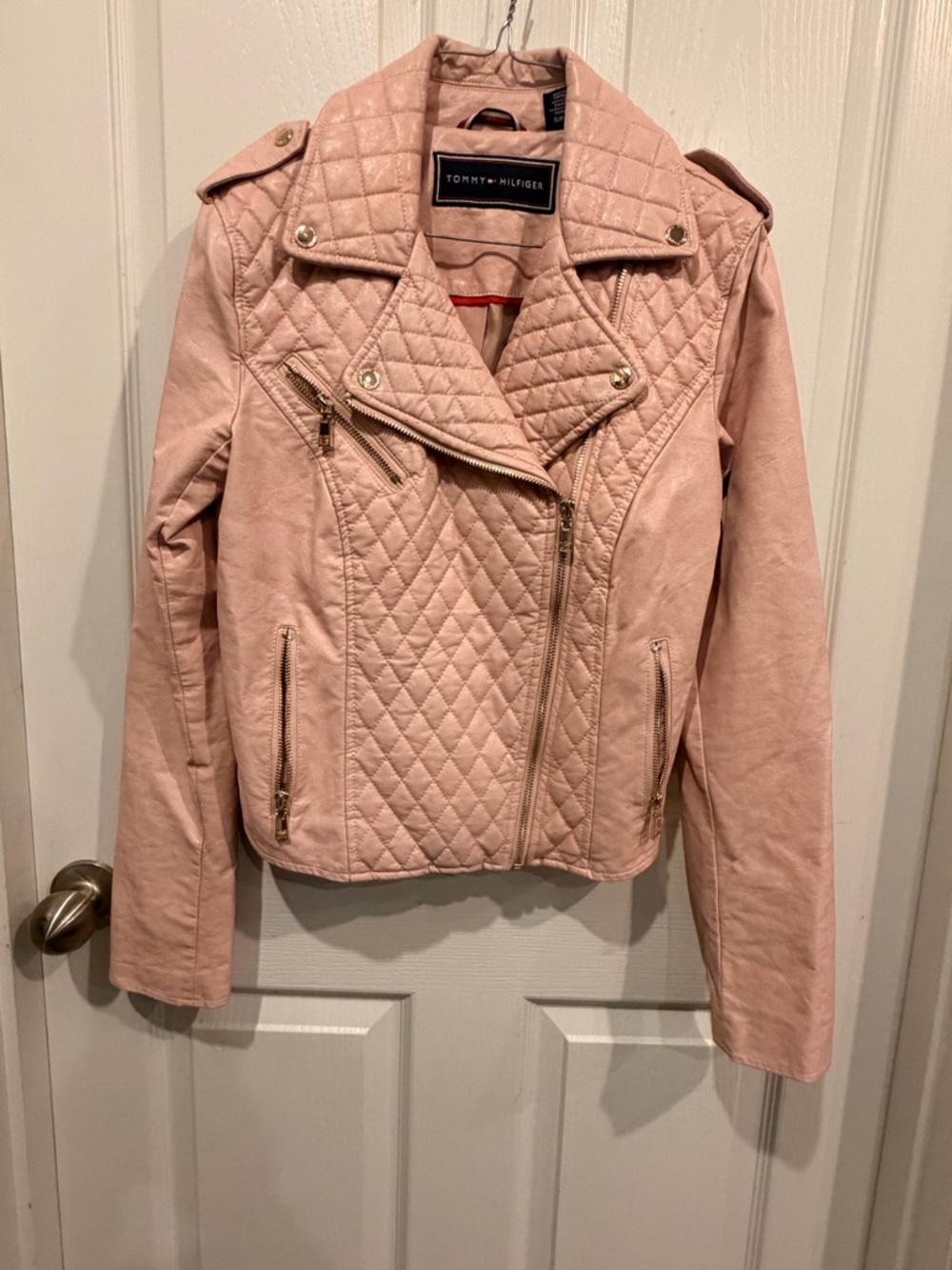 Tommy Hilfiger Blush Quilted Moto Jacket